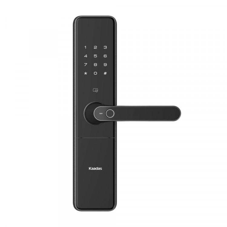 Замок врезной электронный с ручкой Kaadas S500 с отпечатком пальца, черный 